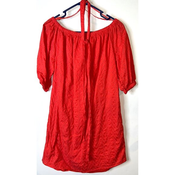 Gap Off-Shoulder XS Cotton Dress Eyelet Pattern Elastic Neckline & Puff Sleeves - Picture 1 of 4